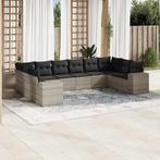 vidaXL 10-delige Loungeset met kussens poly rattan, Verzenden, Nieuw, Rotan, Loungeset