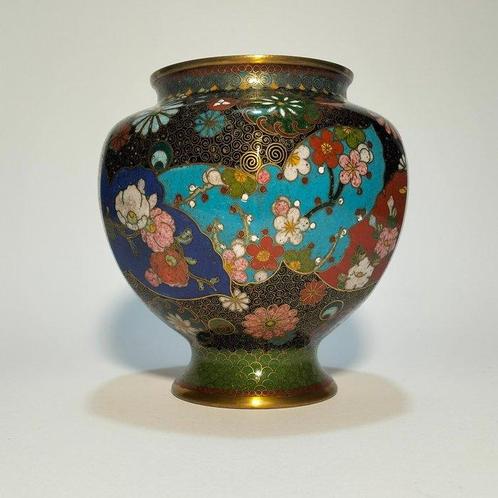 Champlevé vaas - Emaille, Messing - Japan - Meiji periode, Antiek en Kunst, Antiek | Overige Antiek