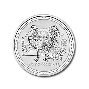 Lunar I - Year of the Rooster - 1/2 oz 2005 (37.944 oplage), Postzegels en Munten, Munten | Oceanië, Losse munt, Zilver, Verzenden