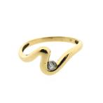 Gouden ring met zirconia (gouden sieraden, geelgoud), Gebruikt, Overige kleuren, Ophalen of Verzenden, 17 tot 18