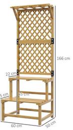 Houten Plantenstandaard 2 Niveaus met Trellis voor Klimplant, Tuin en Terras, Verzenden, Nieuw