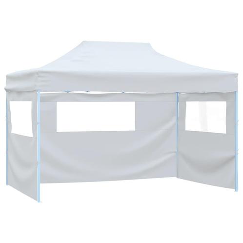 vidaXL Partytent met 3 zijwanden inklapbaar 3x4 m staal wit, Tuin en Terras, Partytenten, Partytent, Nieuw, Verzenden