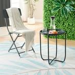 Tuintafel Sandefjord bijzettafel rond metaal 53xØ40 cm zwart, Huis en Inrichting, Tafels | Bijzettafels, Verzenden, Nieuw