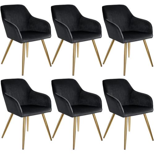 Eetkamerstoel Marilyn fluweellook, gouden poten - zwart/goud, Huis en Inrichting, Stoelen, Verzenden