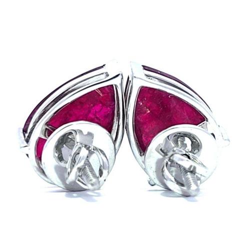 Oorstekers Platina - 6.93ct. tw. Robijn - Geen warmte, Sieraden, Tassen en Uiterlijk, Antieke sieraden