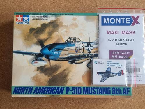 Tamiya 61040 N.A. P-51D Mustang 8th AF 1:48 + Quinta 3D, Hobby en Vrije tijd, Modelbouw | Vliegtuigen en Helikopters, Verzenden