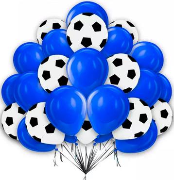 Voetbal ballonnen set zwart met wit en blauw 30-delig beschikbaar voor biedingen