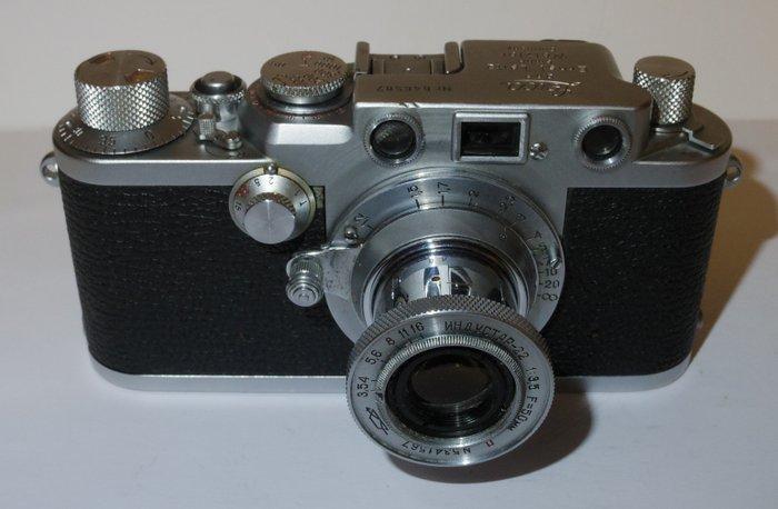 Leica IIIf rangefinder - 1952 - Industar 3.5/50mm - working, Verzamelen, Fotografica en Filmapparatuur