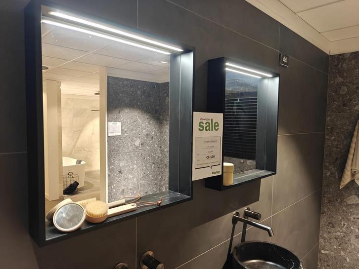 VTwonen set 2 badmeubels 60cm mat zwart met waskom - 0085, Huis en Inrichting, Badkamer | Badkamermeubels, Wastafelkast, Nieuw