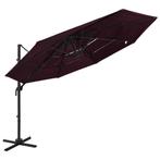 vidaXL Parasol 4-laags met aluminium paal 3x3 m bordeauxrood, Verzenden, Nieuw, 3 tot 4 meter