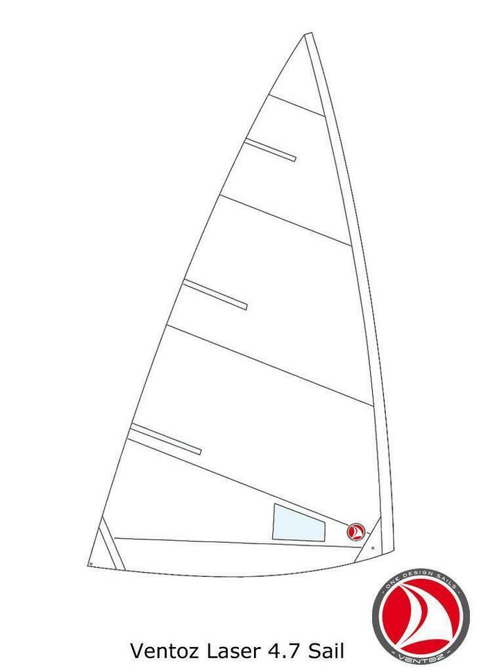 Ventoz Laser Zeil (4.7 m2) - Red Patches, Watersport en Boten, Zeilen en Zeiltoebehoren, 3 tot 6 meter, Minder dan 15 m², Nieuw