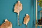 Decoratieve kapstokhaak set van 3 GINKGO 30cm goud, Nieuw, Ophalen of Verzenden