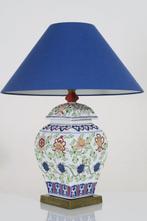 Porseleinen Handgeschilderde Vaaslamp - Tafellamp - Messing,