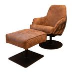 Jurgen fauteuil met hocker leverbaar vanuit de showroom, Huis en Inrichting, Fauteuils, Minder dan 50 cm, Verzenden, Minder dan 75 cm