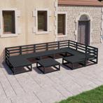 vidaXL 10-delige Loungeset massief grenenhout zwart, Tuin en Terras, Tuinsets en Loungesets, Verzenden, Nieuw, Loungeset