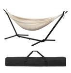 Hangmat met Standaard - 2 personen - Beige - incl. draagtas, Tuin en Terras, Hangmatten, Verzenden, Meerpersoons, Nieuw, Met standaard