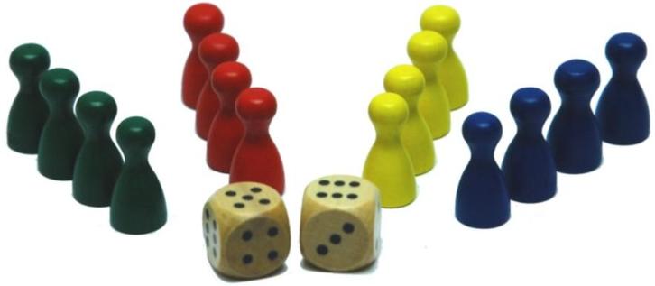 Houten Pionnen / Dobbelstenen Set | HOT Games -, Hobby en Vrije tijd, Gezelschapsspellen | Bordspellen, Nieuw, Verzenden