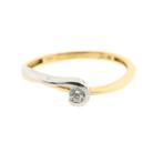 Bicolor gouden solitair ring met zirconia (witgoud), 18 tot 19, Gebruikt, Overige kleuren, Ophalen of Verzenden
