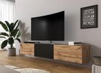 TV-Meubel - Zwart - Eiken of Wit - TV kast - 180x33x30 cm, Huis en Inrichting, Kasten | Televisiemeubels, Overige materialen, Verzenden