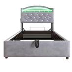 Eenpersoonsbed 90x200 cm met Fluweel, LED Verlichting en USB, Verzenden, Nieuw