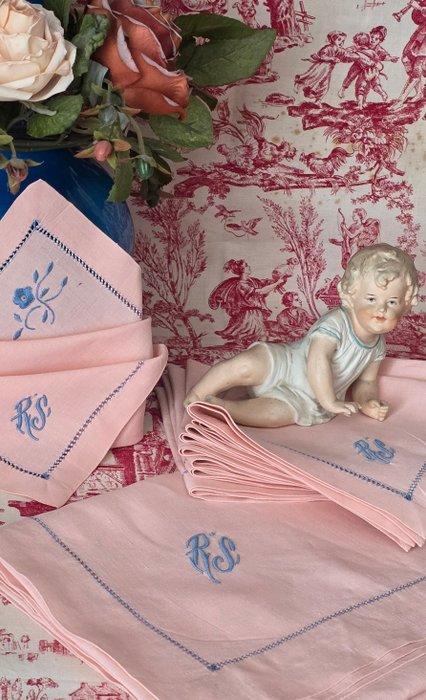 Tafelkleed (9) - 125 cm - 100 cm - Nappe met monogram, Antiek en Kunst, Antiek | Kleden en Textiel