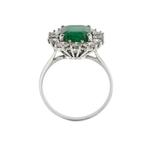 Ring - 18 karaat Witgoud Smaragd - Diamant, Nieuw