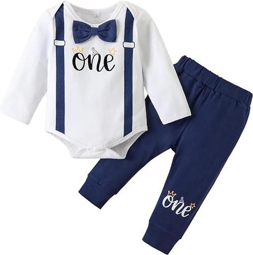 1e verjaardag cakesmash set One blauw wit, Kinderen en Baby's, Babykleding | Maat 80, Jongetje, Nieuw, Pakje, Verzenden