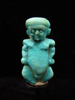 Oud-Egyptisch Faience amulet van de god Ptaikos - 3.1 cm