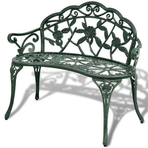 vidaXL Tuinbank 100 cm gietaluminium groen, Tuin en Terras, Tuinbanken, Nieuw, Metaal, Verzenden