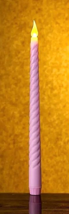 Ledkaars swirl lilarose warmwit / stuk voor bloemschikken en, Hobby en Vrije tijd, Knutselen, Nieuw, Ophalen of Verzenden