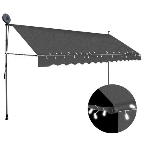 vidaXL Luifel handmatig uitschuifbaar met LED 350 cm, Tuin en Terras, Zonneschermen, Nieuw, Verzenden