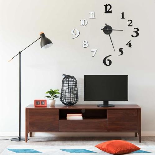 vidaXL 3D-wandklok modern XXL 100 cm zwart en wit, Huis en Inrichting, Woonaccessoires | Klokken, Nieuw, Verzenden