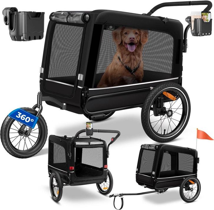 Hondenfietskar - Hondenkar  - Fietskar hond - tot 40 kg - Zw, Dieren en Toebehoren, Transportboxen, Zo goed als nieuw, Verzenden