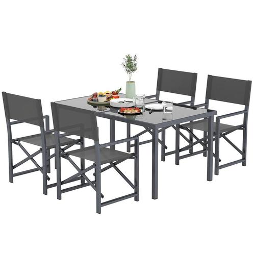 TRUUSK 5-delige Eetgroep Staal Voor 4 Personen Eettafel Met, Tuin en Terras, Overige Tuin en Terras, Nieuw, Verzenden
