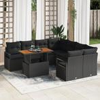 vidaXL Tuin Sofa Set met kussen 9 pcs Zwart Standaard Rattan, Verzenden, Nieuw, Rotan