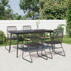 vidaXL 5-delige Tuinset PVC-rattan zwart, 4 zitplaatsen, Nieuw, Tuinset, Verzenden