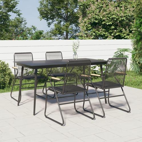vidaXL 5-delige Tuinset PVC-rattan zwart, Tuin en Terras, Tuinsets en Loungesets, Tuinset, Nieuw, 4 zitplaatsen, Rotan, Verzenden