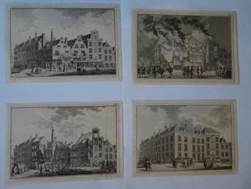 Gravures 4 fases voor na brand Visbrug Leiden 1766 vd Meer beschikbaar voor biedingen