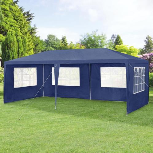 Paviljoen partytent met 6 zijwanden 6x3x2,55 m donkerblauw, Tuin en Terras, Partytenten, Nieuw, Verzenden