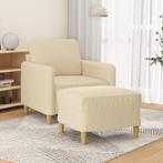 vidaXL Fauteuil met voetenbank 60 cm stof crèmekleurig, Eenpersoons, Verzenden, Nieuw, Minder dan 150 cm
