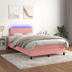 vidaXL Boxspring met matras en LED fluweel roze 120x200 cm, Verzenden, Nieuw, Twijfelaar, 120 cm