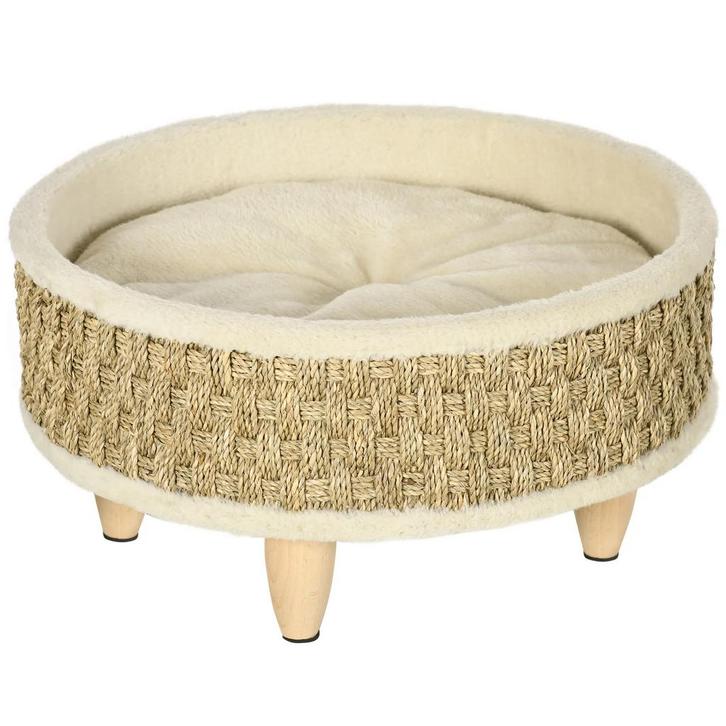 TRUUSK Verhoogd Hondenbed Rond 48x48x24.5 cm - Zeegras Touw, Dieren en Toebehoren, Konijnen