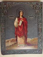 Icoon - Sint Barbara - hout, metaal, Antiek en Kunst