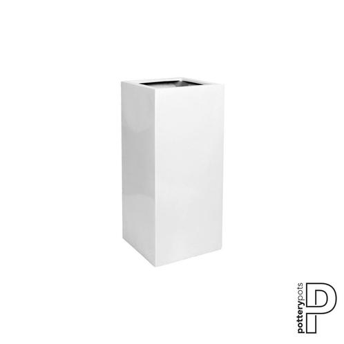 Plantenbak Bouvy - Glanzend wit (L)30 x (B)30 x (H)60 cm - (, Tuin en Terras, Planten | Tuinplanten, Ophalen of Verzenden