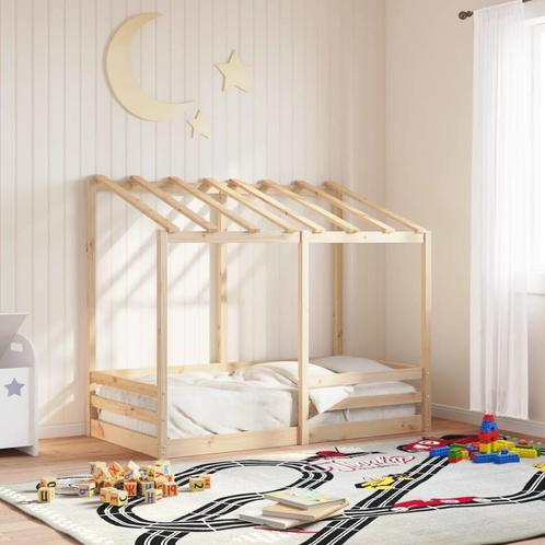 vidaXL Kinderbed met bedhuis 80x160 cm massief grenenhout, Huis en Inrichting, Slaapkamer | Bedden, Bruin, Nieuw, Hout, Verzenden