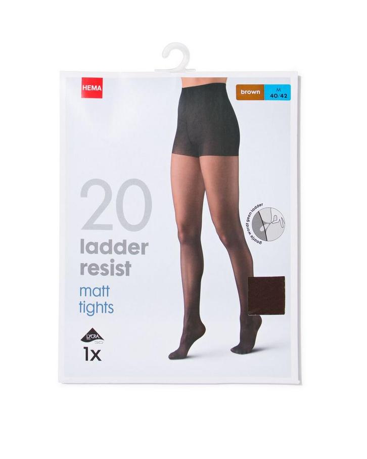 HEMA Panty anti-ladder 20 denier bruin, Kleding | Dames, Leggings, Maillots en Panty's, Nieuw, Verzenden
