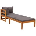 vidaXL Ligbed met 1 armleuning massief acaciahout, Tuin en Terras, Verzenden, Nieuw, Hardhout