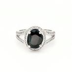 Ring - 14 karaat Witgoud Saffier - Diamant, Sieraden, Tassen en Uiterlijk, Ringen, Nieuw