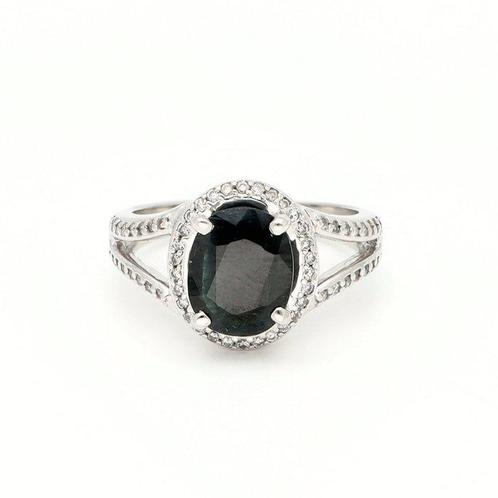 Ring - 14 karaat Witgoud Saffier - Diamant, Sieraden, Tassen en Uiterlijk, Ringen