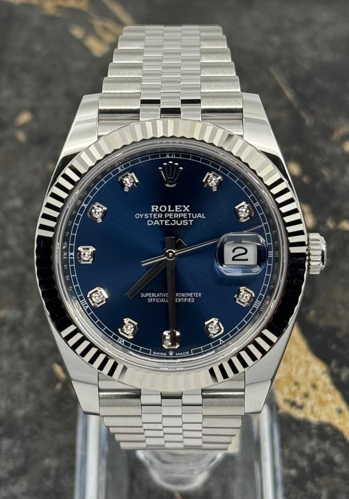 Rolex Datejust 41 - Blue Dial Diamond - Jubilee - 126334, Sieraden, Tassen en Uiterlijk, Horloges | Heren, Staal, Nieuw, Staal